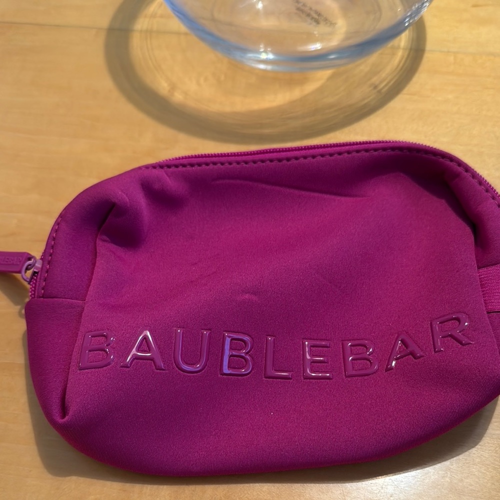 BaubleBar Pink Cosmetic Bag Neoprene Zip-Top